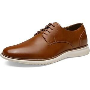 New Jousen Mens Size 9.5 Brown Faux Leather Lace Up Brogue Formal Oxfords Shoes